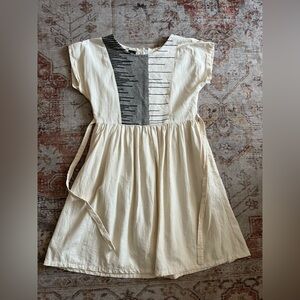 Cream and Black Patterned Dress